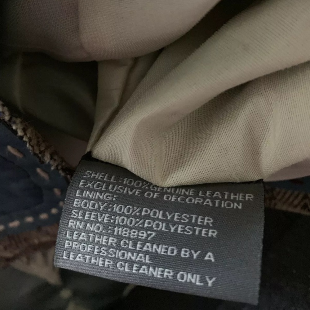 Blue Leather Jacket With Brown Thread Lining Small - Picture 7 of 11